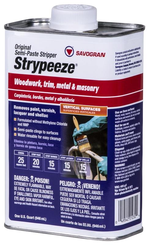 Strypeeze Paint & Varnish Remover Semi-Paste, 1 Quart