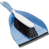 Hand Broom and Dust Pan Set, White/Blue with Rubber Lip