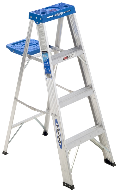 4 ft Aluminum Step Ladder, 250 lb Capacity (Type I), 3-Step