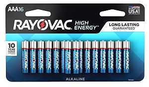 AAA Alkaline Batteries 1.5V 16 Pack, 10-Year Shelf Life