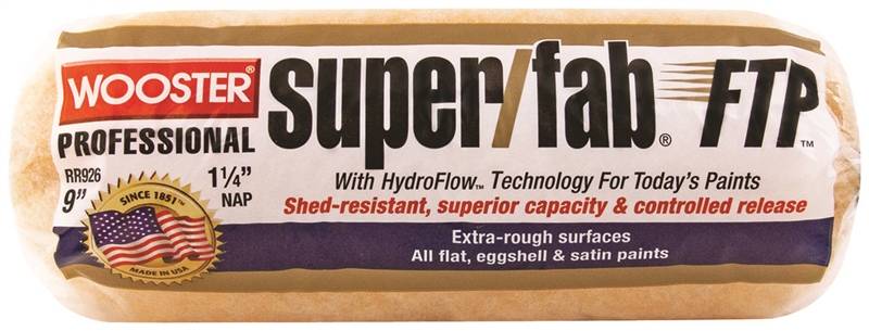 9 in Paint Roller Cover, 1-1/4 in Nap, Shed-Resistant Fabric