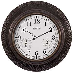 22 in Indoor/Outdoor Polyresin Wall Clock with Temp & Humidity