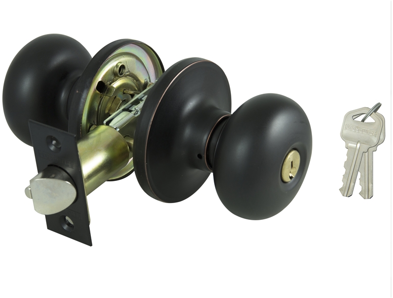 Tubular Entry Door Knob Set, Bronze, ANSI Grade 2
