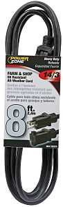 8 ft Black Extension Cord 14/3 SJTOW