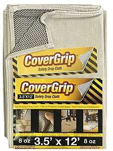 No-Slip Drop Cloth 3.5 ft x 12 ft, 8 oz Rubber-Dot Backing