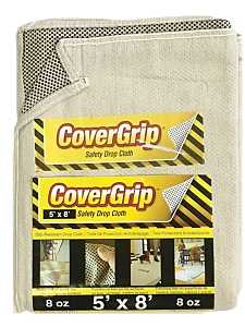 No-Slip Drop Cloth 5 ft x 8 ft, 8 oz Rubber-Dot Backing