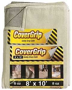 No-Slip Drop Cloth 8 ft x 10 ft, 8 oz Rubber-Dot Backing