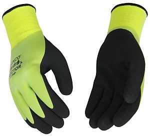 Hi-Vis Double Latex Coated Waterproof Work Gloves, Large