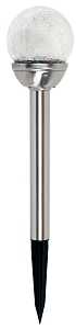 Solar Stake Light with Crackle Glass, Stainless Steel Finish