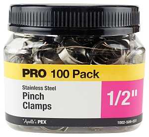 1/2 in Stainless Steel PEX Pinch Clamps (100-Pack Jar)