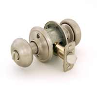 Georgian Keyed Entry Door Knob, Satin Nickel, 1-3/8 to 1-3/4 in
