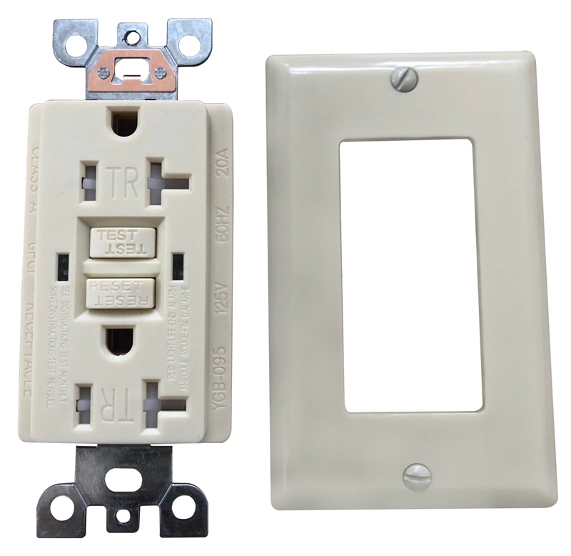 Tamper-Resistant GFCI Receptacle Outlet, Ivory, 20 Amp