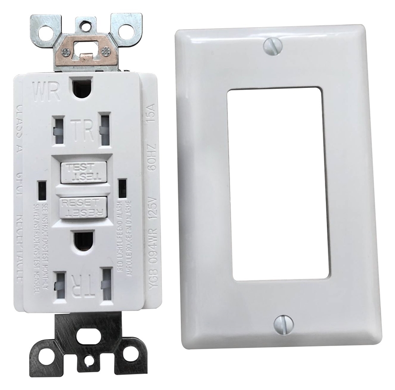 15A White Tamper-Resistant Weather-Resistant GFCI Receptacle