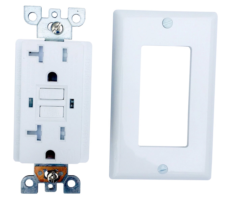 20A White Tamper-Resistant Weather-Resistant GFCI Receptacle Outlet