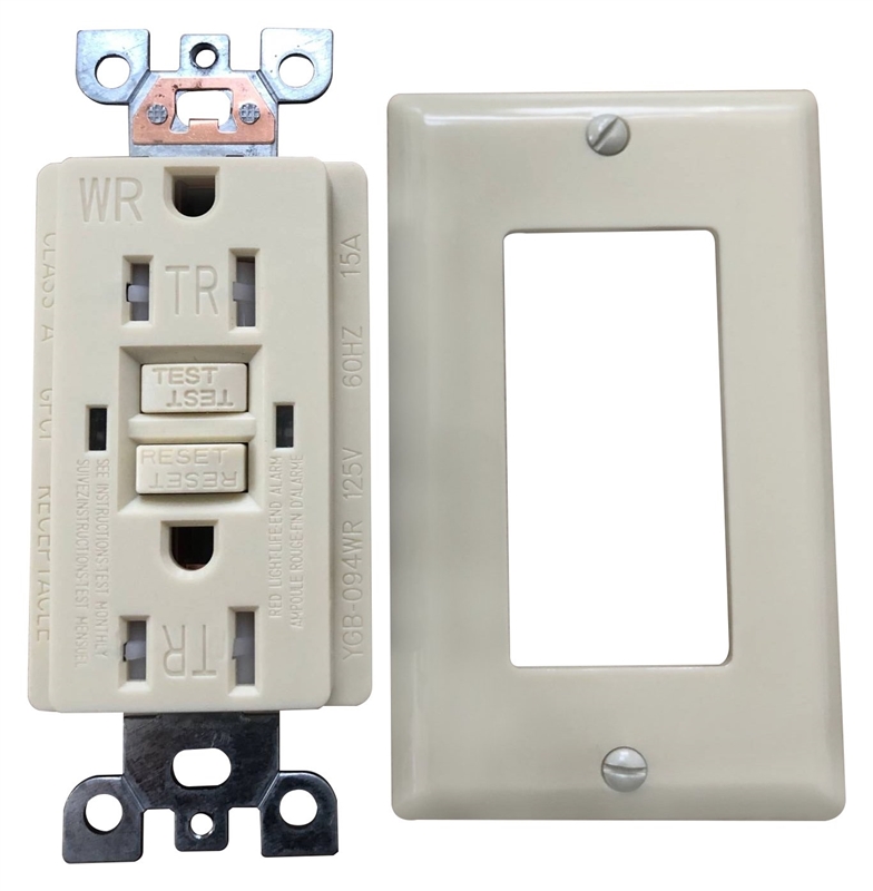 15A Ivory Tamper-Resistant Weather-Resistant GFCI Receptacle Outlet