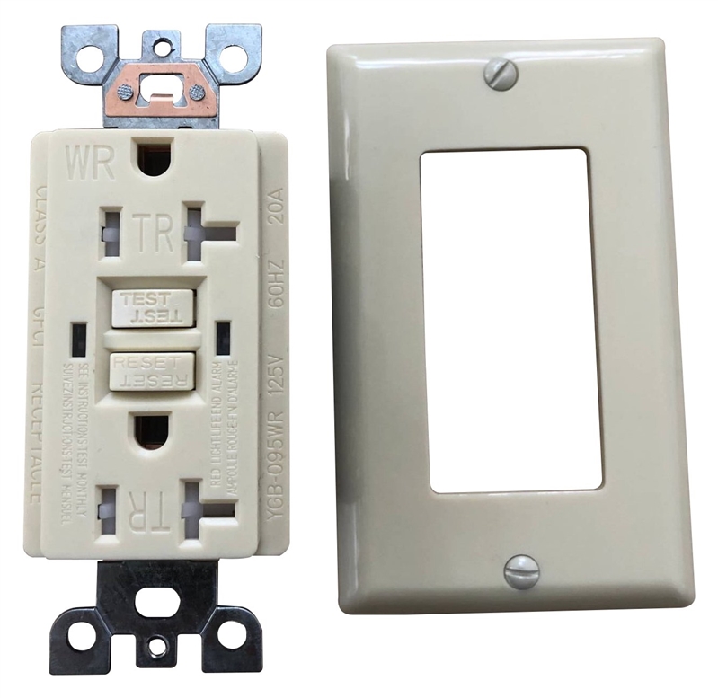 20A GFCI Receptacle Tamper Resistant Weather Resistant Ivory