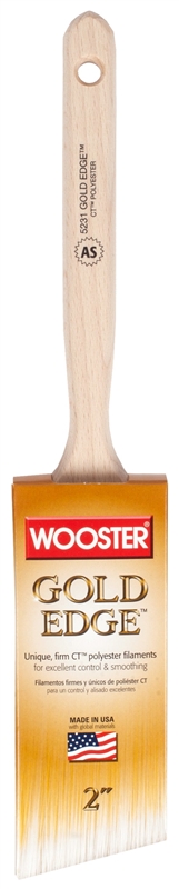 2 in Angle Sash Paint Brush, CT Polyester Filament, Gold Edge
