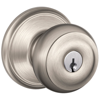 Georgian Keyed Entry Door Knob, Satin Nickel