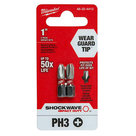 Milwaukee Shockwave #3 Phillips Insert Bit 1 in. 2-Pack