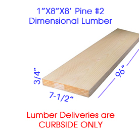 1"X8"X8" PINE #2 DIMENSIONAL LUMBER