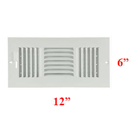 American Metal Products 3-Way 12x6 White Steel Sidewall Register