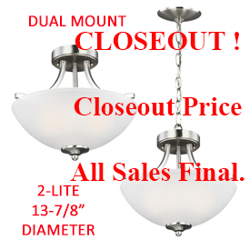 2-Lite Dual Mount Fixture in Brushed Nickel