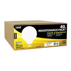 40W G25 White Globe Bulb, Medium Base, 12-Pack
