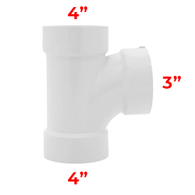 DWV PVC Sanitary Tee 4 x 4 x 3 in