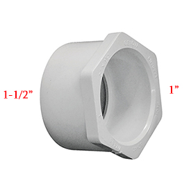 PVC Reducing Bushing Slip 1-1/2 x 1 in