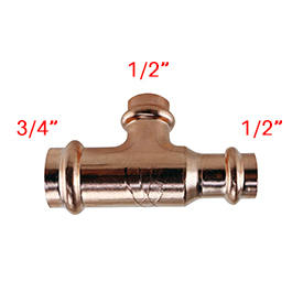 PRESS FIT TEE 3/4"X1/2"X1/2"