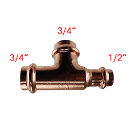 PRESS FIT TEE 3/4"X1/2"X3/4"