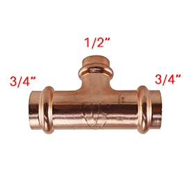PRESS FIT TEE 3/4"X3/4"X1/2"