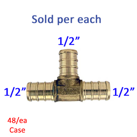 TEE BRASS 1/2" PEX-B