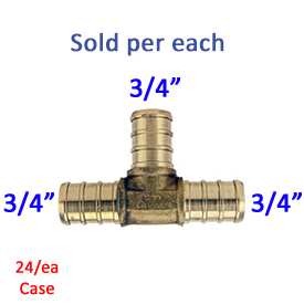 TEE BRASS 3/4" PEX-B