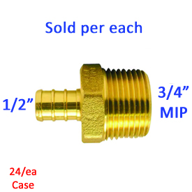 MALE ADAPTER BRASS 3/4" MIP X 1/2