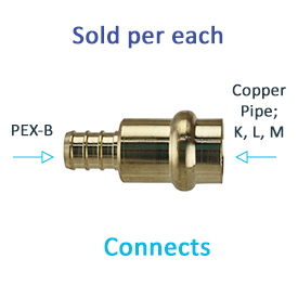 ADAPTER BRASS 1/2" PEX-B X 1/2" COPPER
