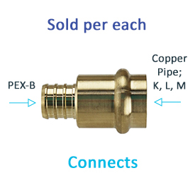 ADAPTER BRASS 3/4" PEX-B X 3/4" COPPER