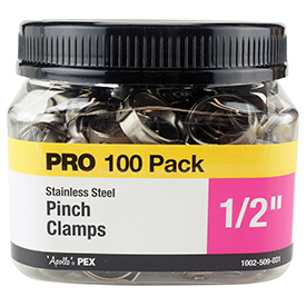 PINCH CLAMP STAINLESS STEEL 1/2" PEX-B 100/PK